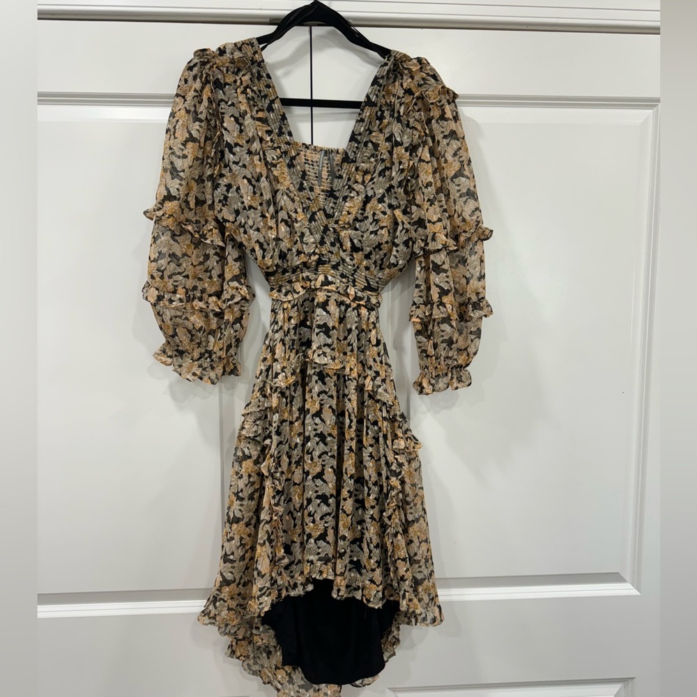 By Anthropologie V-Neck Ruffle Cutout Dress